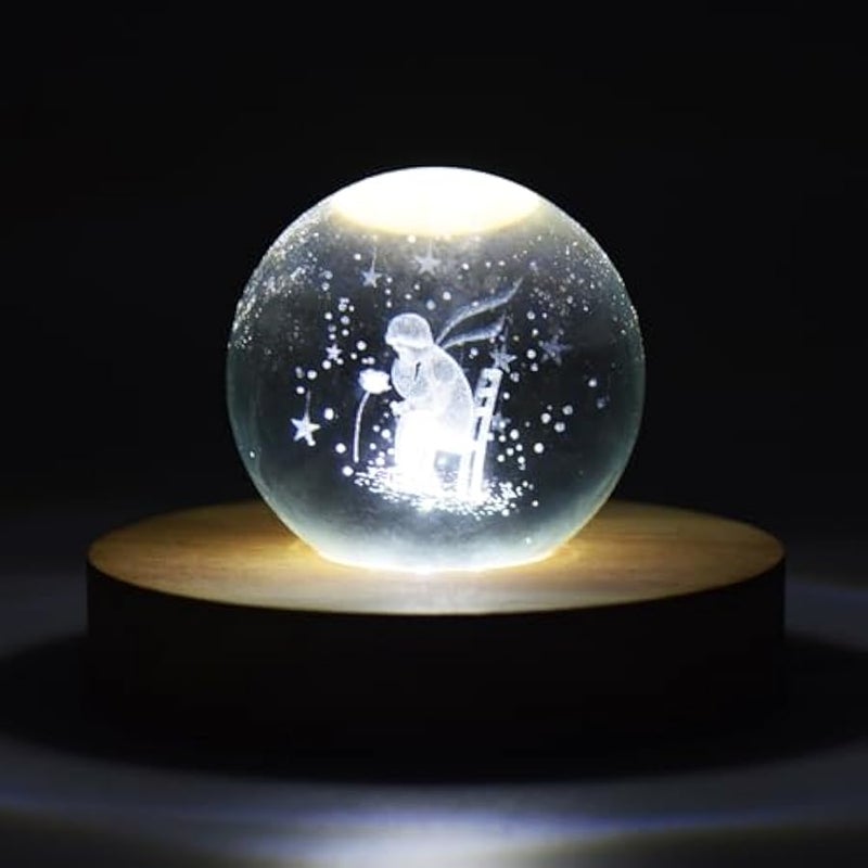 2pcs LED Lights Display Base, Round Wooden Lighted Base, Stand for Laser Crystal Glass Resin Art (Cool White Light) - Image 2